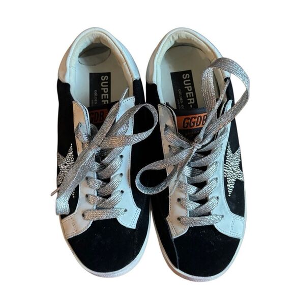 Golden Goose Women's Super Star Suede Silver Sparkle Sneakers + Bags Size 39 - Picture 4 of 14